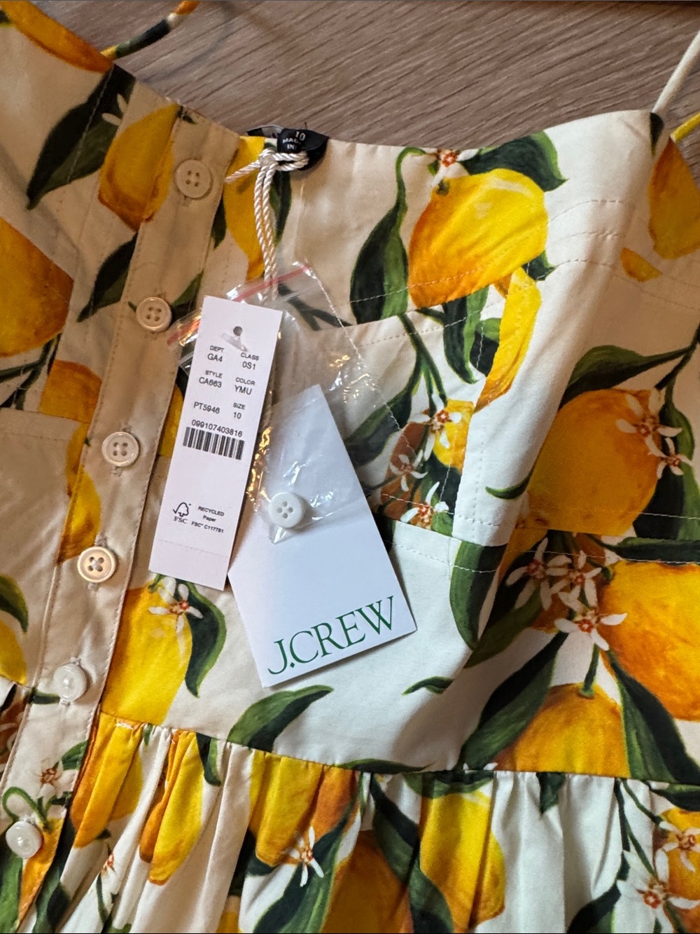 J. Crew Lemon Print Midi Dress in Yellow and Cream - Picture 5 of 5
